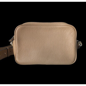Leatherology Camel Tan Meadow Double Zip Camera Bag with Long Strap Crossbody
